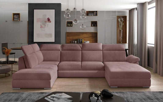 Evanell Wohnlandschaft 330 x 216 cm Rosa (Samt)