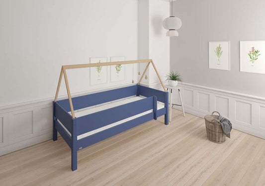 FULLA Kinderbett mit Dach 90 x 160/200 cm Denim Blau