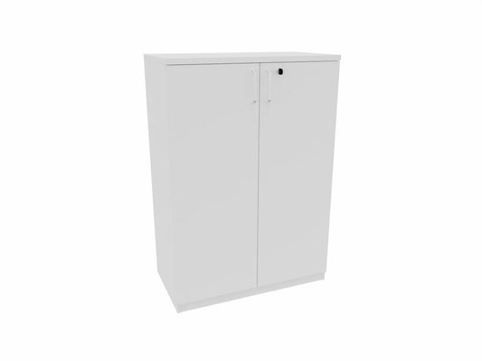 E10 Flügeltürenschrank 3 Ordnerhöhen, 80 cm Breit, Weiß