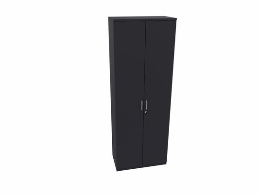 E10 Flügeltürenschrank 6 Ordnerhöhen, 80 cm Breit, Schwarz