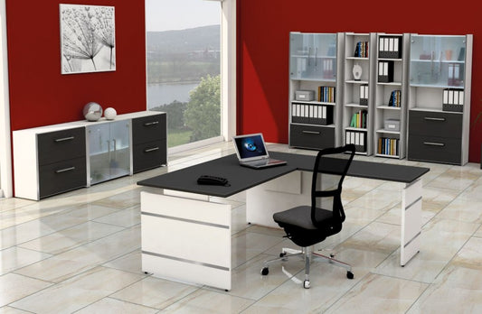 FORM 4 TYP1 Komplettbüro Büro Komplettset Office Weiß/Anthrazit - Froschkönig24