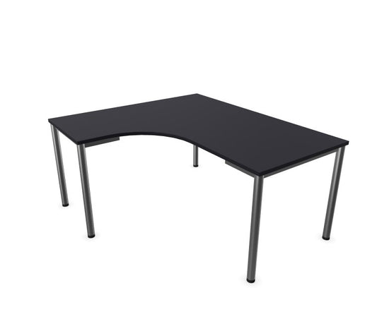 E10 Freiformtisch Rundrohr-Gestell, 60cm tief, Schwarz