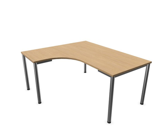 E10 Freiformtisch Rundrohr-Gestell, 60/80cm tief, Eiche