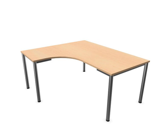 E10 Freiformtisch Rundrohr-Gestell, 60cm tief, Ahorn