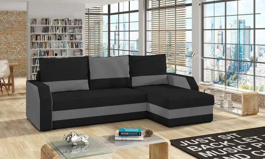 Giulio Ecksofa 237 x 150 cm Schwarz / Grau (Webstoff)