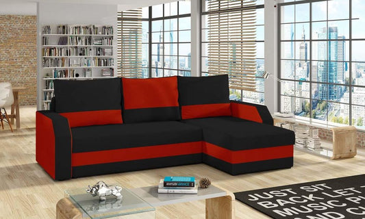 Giulio Ecksofa 237 x 150 cm Schwarz / Rot (Webstoff)