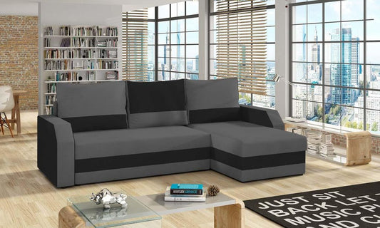 Giulio Ecksofa 237 x 150 cm Grau / Schwarz (Webstoff)