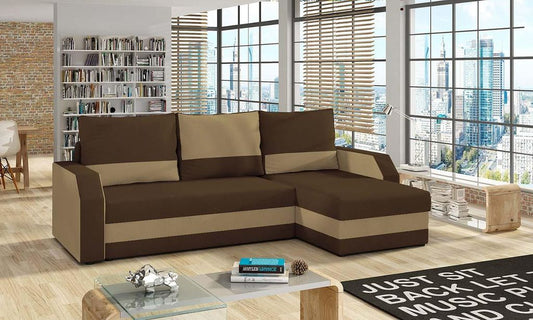 Giulio Ecksofa 237 x 150 cm Braun / Beige (Webstoff)