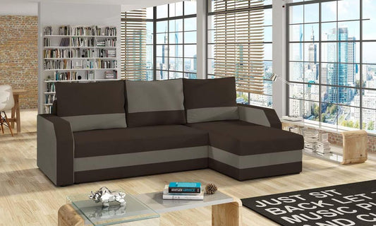 Giulio Ecksofa 237 x 150 cm Braun / Grau (Webstoff)