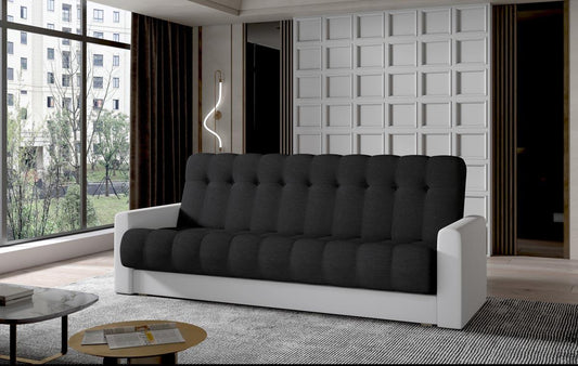 Garett Schlafsofa 210x85 cm Schwarz / Weiß (Webstoff / Kunstleder)