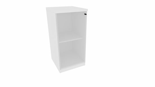 E10 Aktenschrank 2 Ordnerhöhen mit Glastür, 40 cm Breit, Weiß