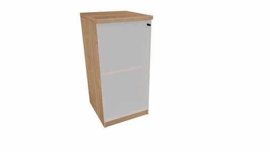 E10 Aktenschrank 2 Ordnerhöhen mit Glastür, 40 cm Breit, Kirsche Tabako