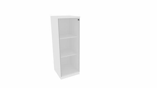 E10 Aktenschrank 3 Ordnerhöhen mit Glastür, 40 cm Breit, Weiß