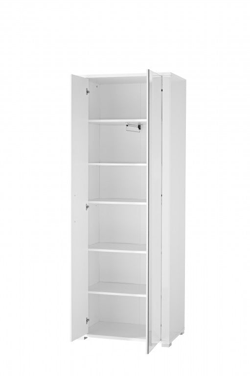 GO Garderobenschrank Dielenschrank Garderobe Flurgaderobe Weiß Hochglanz - Froschkönig24