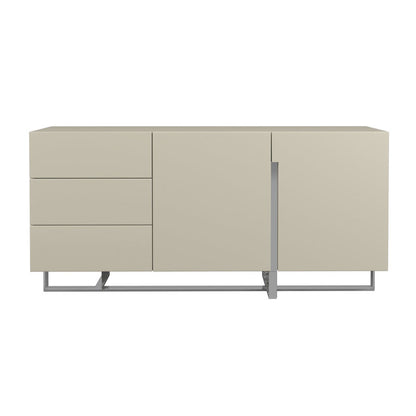 Hudson Hochglanz Sideboard 180 cm Antifingerprint-Beschichtung Akazie Sand / Edelstahl