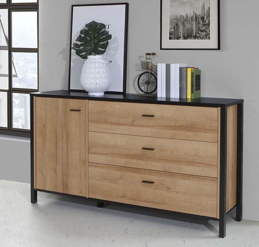 CALI Sideboard Schwarz / Riviera Eiche