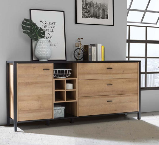 CALI Sideboard Schwarz / Riviera Eiche