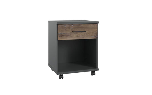 Home Desk Rollcontainer inkl. Schublade Graphit / Flagstaff- Eiche Nachbildung