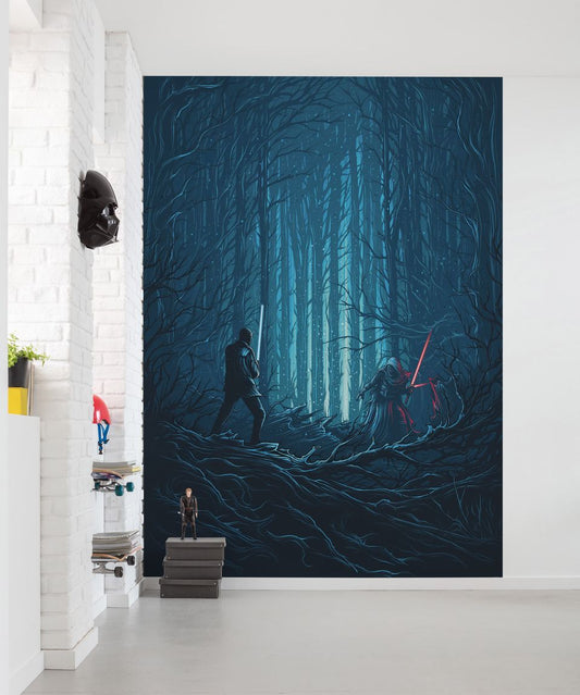 Vlies Fototapete - Star Wars Wood Fight - Größe 200 x 280 cm