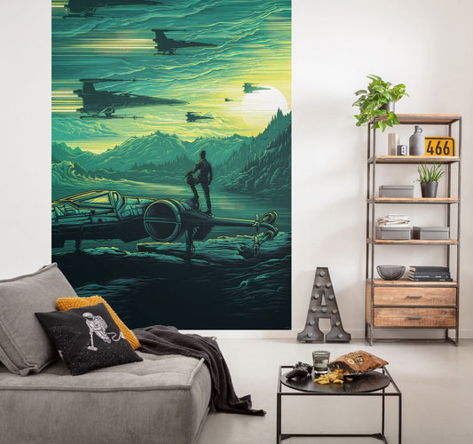 Vlies Fototapete - Star Wars X-Wing Assault Takodana - Größe 200 x 280 cm