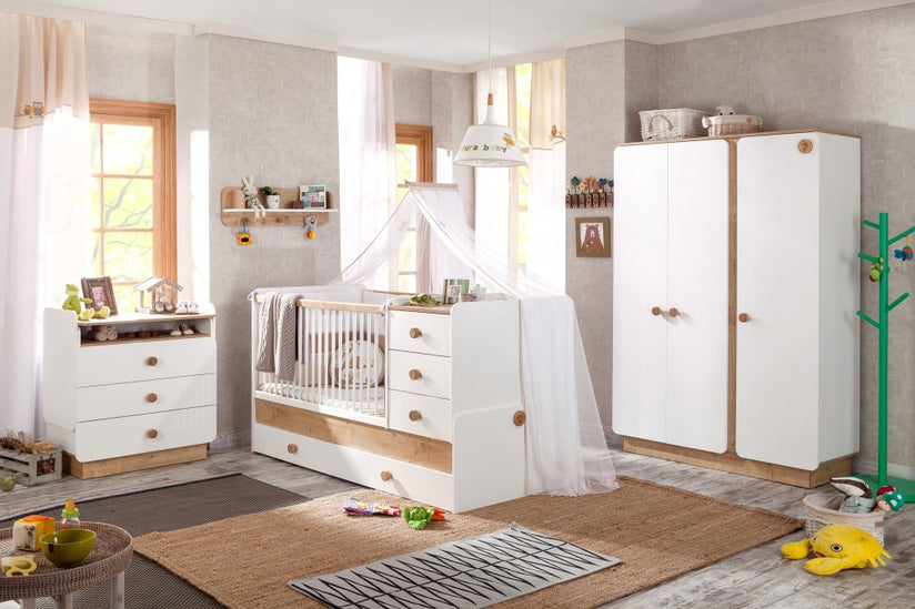 Cilek NATURA BABY Kleiderschrank Schrank Kinderzimmer Weiß/Natur - Froschkönig24