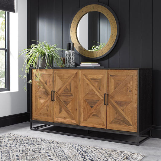 Indus Massivholz Sideboard 160 cm Eiche / Grafit