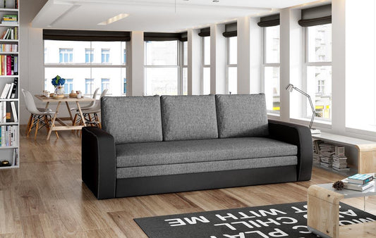 Inversa Schlafsofa 220x83 cm Grau / Schwarz (Webstoff / Kunstleder)