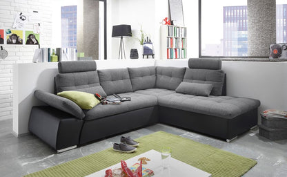 JAKARTA Ecksofa 260x103x219 cm Schwarz Grau - Froschkönig24