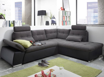 JAKARTA Ecksofa 260x103x219 cm Schwarz Dunkelgrau - Froschkönig24