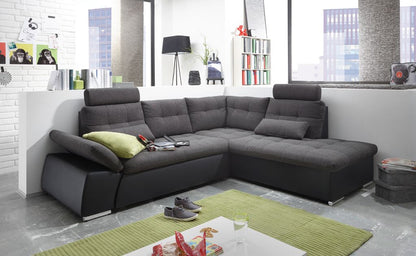 JAKARTA Ecksofa 260x103x219 cm Schwarz Dunkelgrau - Froschkönig24