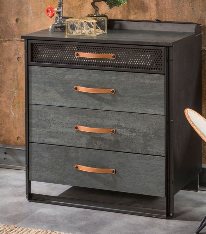 Cilek DARK METAL Kommode Sideboard Anrichte Kinderkommode Grau / Schwarz - Froschkönig24