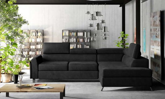 Kairos Ecksofa 265 x 197 cm Schwarz (Samt - Matt)