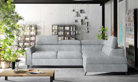 Kairos Ecksofa 265 x 197 cm Hellgrau (Velour)