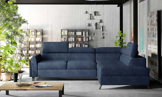 Kairos Ecksofa 265 x 197 cm Dunkelblau (Velour)