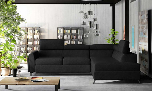 Kairos Ecksofa 265 x 197 cm Schwarz (Velour)