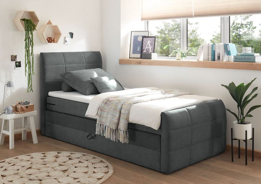 Kuba Boxspringbett 100x200cm Anthrazit inkl. Bettkasten