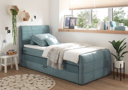 Kuba Boxspringbett 100x200cm Blau inkl. Bettkasten