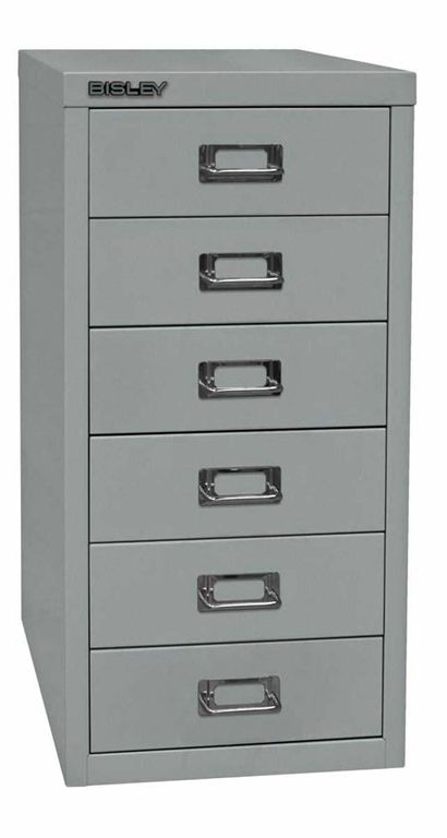 Bisley MultiDrawer Schubladenschrank DIN A4 mit 6 Schub Stahlmöbel Silber