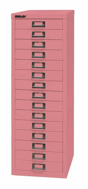 Bisley MultiDrawer Schubladenschrank DIN A4 mit 15 Schub Stahlmöbel Pink