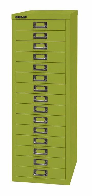 Bisley MultiDrawer Schubladenschrank DIN A4 mit 15 Schub Stahlmöbel Grün