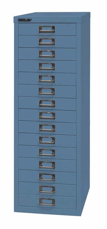 Bisley MultiDrawer Schubladenschrank DIN A4 mit 15 Schub Stahlmöbel Blau