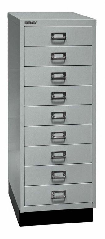 Bisley MultiDrawer Schubladenschrank DIN A3 mit 9 Schub Stahlmöbel Silber