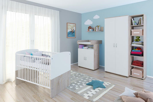 Lani 5 Babyzimmerkomplettset 5-teilig Weiß / Eiche Silbergrau