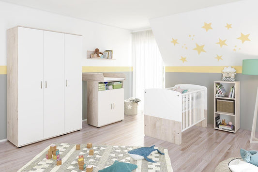 Lani 8 Babyzimmerkomplettset 5-teilig Weiß / Eiche Silbergrau