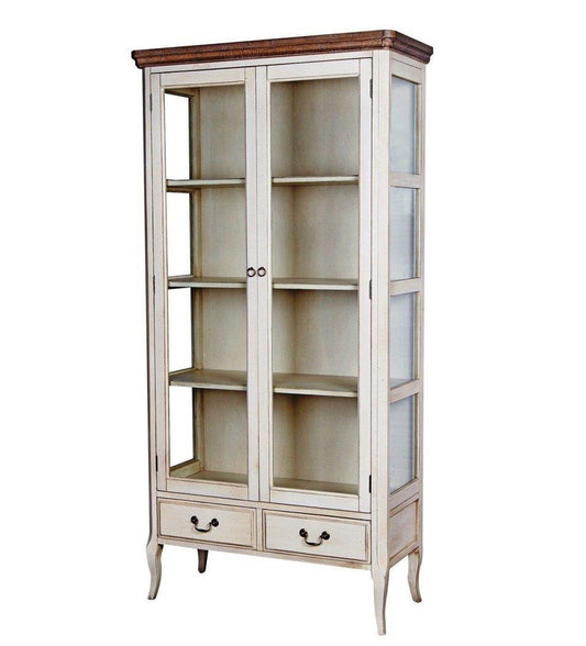 Limena Massivholz Vitrine Gummibaum Creme / Hellbraun