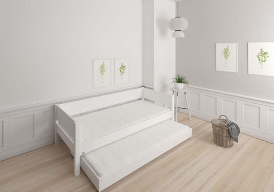 LIV Kinderbett 90 x 200 cm mit Ausziehbett Reinweiß