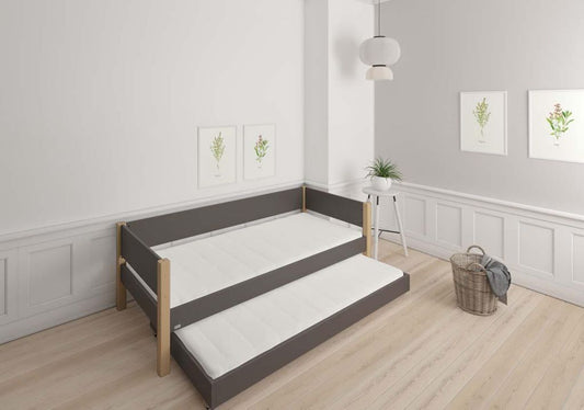 LIV Kinderbett 90 x 200 cm mit Ausziehbett Anthrazit