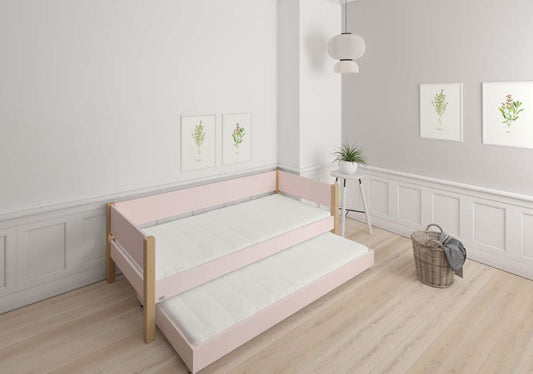 LIV Kinderbett 90 x 200 cm mit Ausziehbett Hellrosa