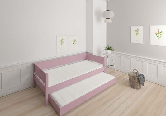 LIV Kinderbett 90 x 200 cm mit Ausziehbett Dunkelrosa