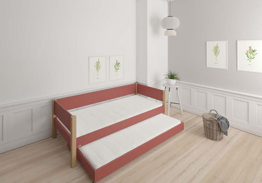 LIV Kinderbett 90 x 200 cm mit Ausziehbett Rostrot